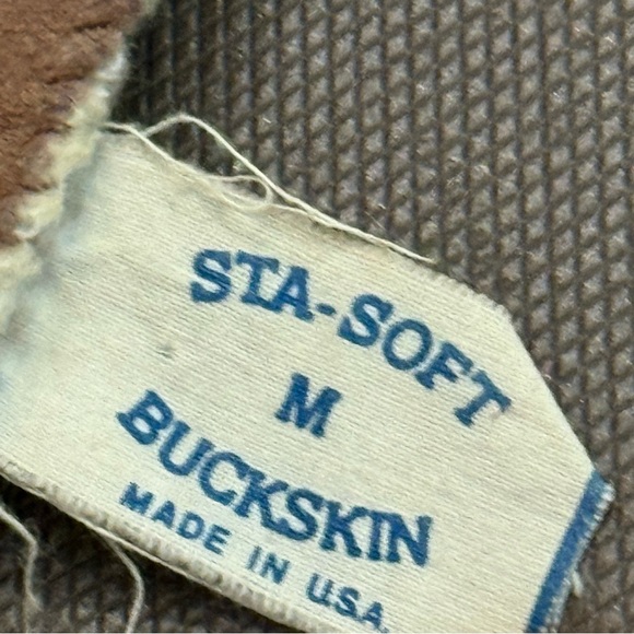Sta Soft Buckskin Gloves Shearling Lined Brown Made in USA Vintage - Picture 3 of 5